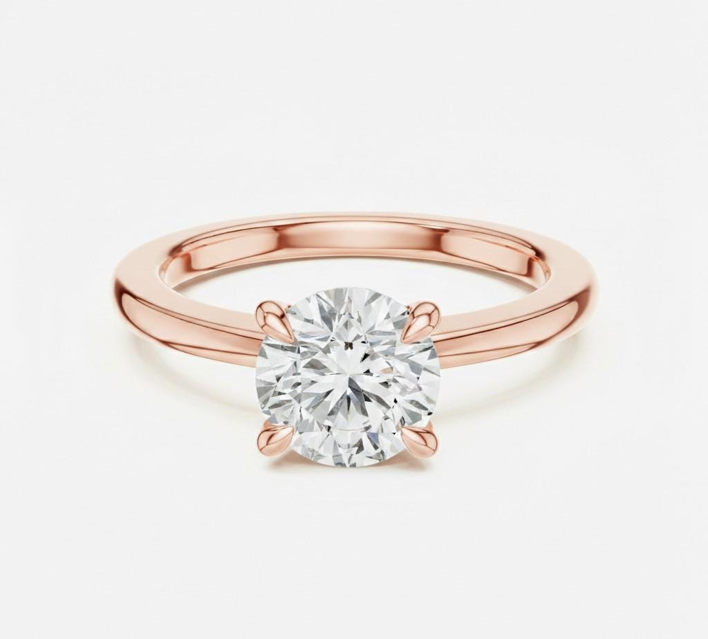 Riora minimalist moissanite diamond solitaire ring with a thin gold band, perfect for stacking or wedding jewelry.