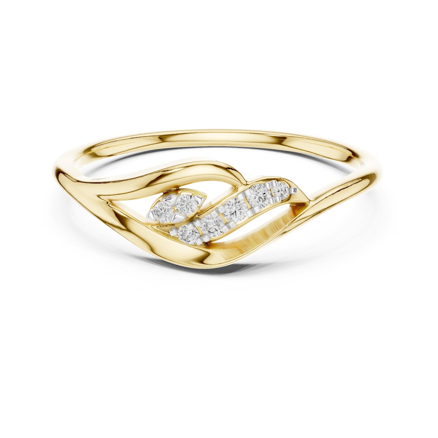 Riora Moissanite leaf vine ring in rose gold, featuring a nature-inspired minimalist design for women’s bridal or anniversary jewelry