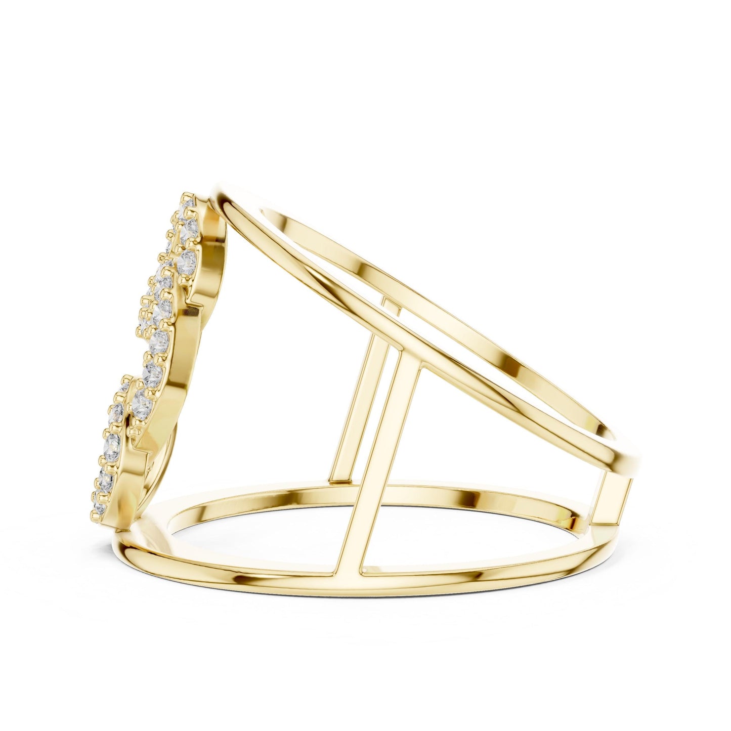 Riora Infinity Moissanite Diamond statement open double band ring with minimalist modern design, elegant jewelry for gift or everyday wear