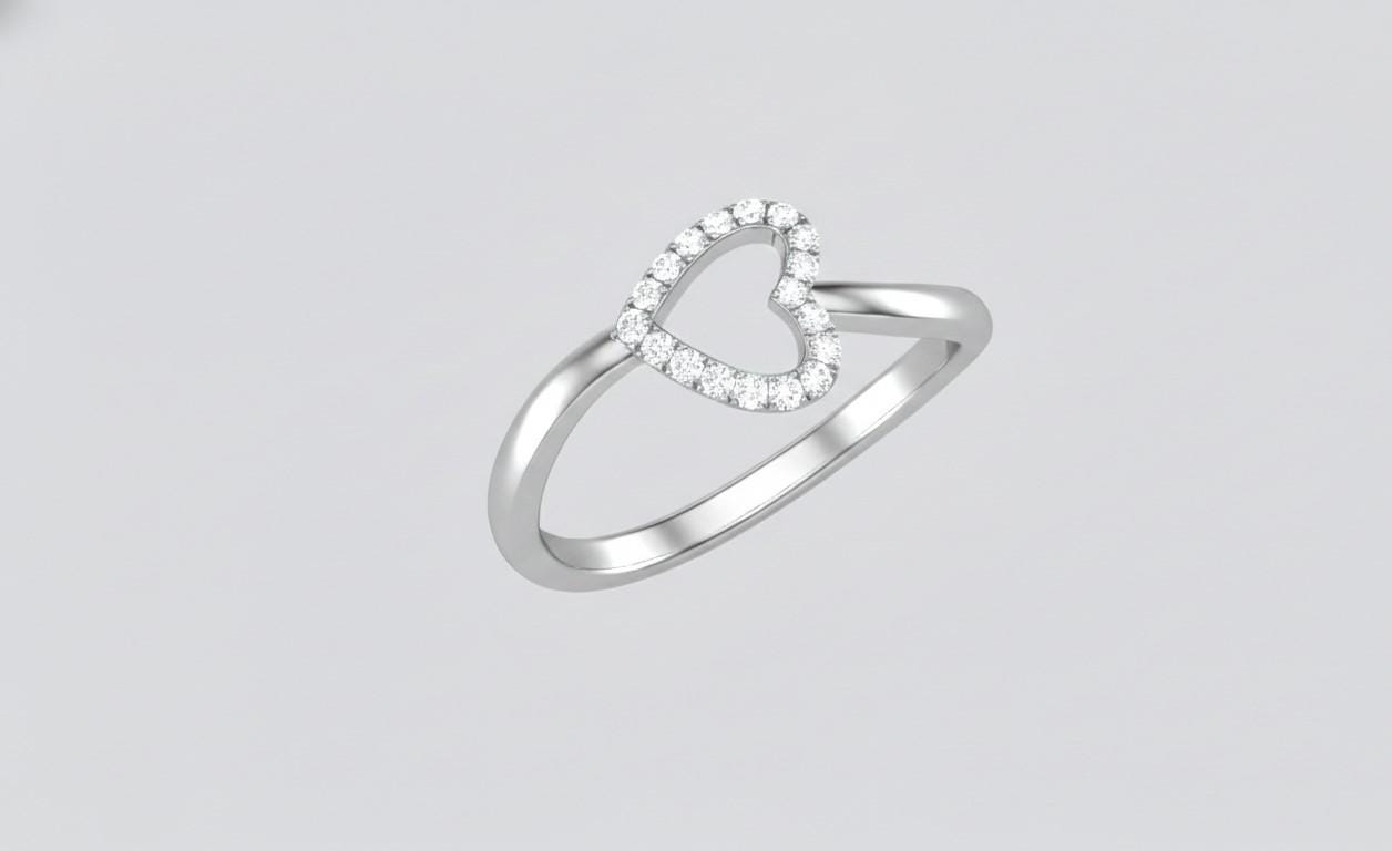 Heart Moissanite Ring | Hypoallergenic | Gold, Rose Gold & Silver | Gift for Her