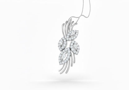 Moissanite Leaf Pendant Necklace, Hypoallergenic Adjustable Chain