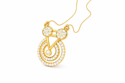 Riora moissanite geometric pendant necklace in gold, rose gold, or silver with a dainty circle charm, minimalist bridal jewelry.