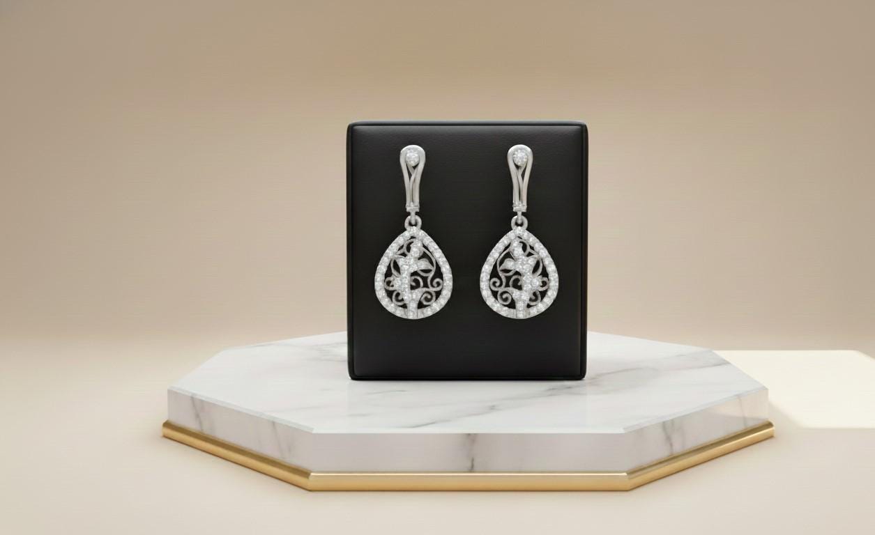 Moissanite Teardrop Stud Earrings | Hypoallergenic Bridal Dangle | Gold, Rose Gold, Silver