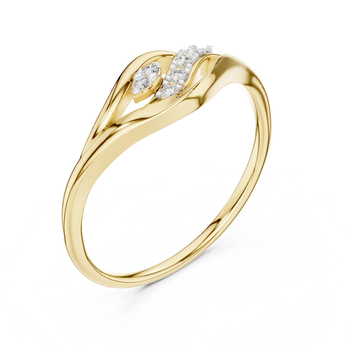 Riora moissanite leaf vine ring in rose gold, featuring nature-inspired design and minimalist style, perfect for bridal or anniversary wear.