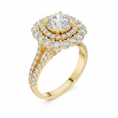 Luxury Halo Engagement Ring | Cubic Zirconia | Gold, Rose Gold & Silver