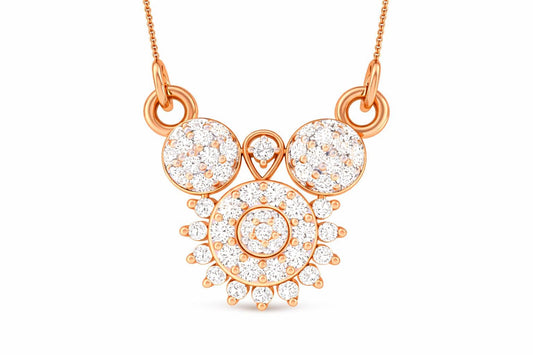 Riora moissanite statement bridal necklace with gold pendant, rose gold accents, and silver diamond look jewelry for weddings