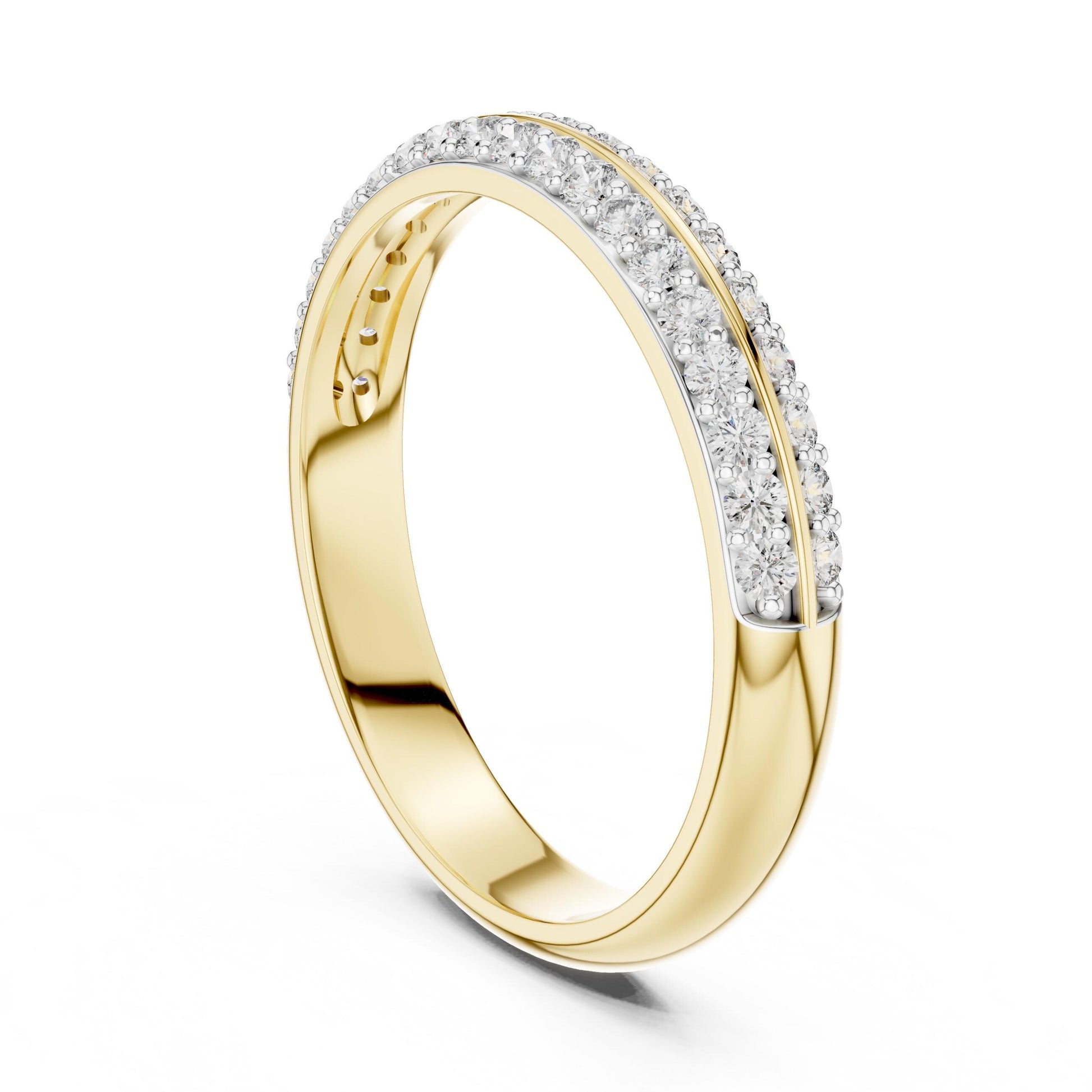Riora moissanite diamond eternity ring with pave setting, full eternity band for wedding or anniversary, stackable bridal jewelry