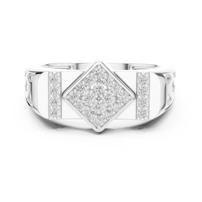 Elegant gold and rose gold moissanite diamond engagement ring with intricate band design, perfect for bridal jewelry or gift.