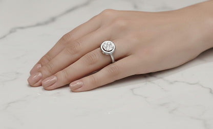 Moissanite Halo Ring for Women | Gold, Rose Gold & Silver | Sizes 5–11 | Engagement, Promise & Anniversary Gift