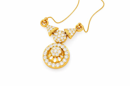 Riora moissanite statement pendant necklace with bridal halo drop design in rose gold and silver for women’s wedding jewelry