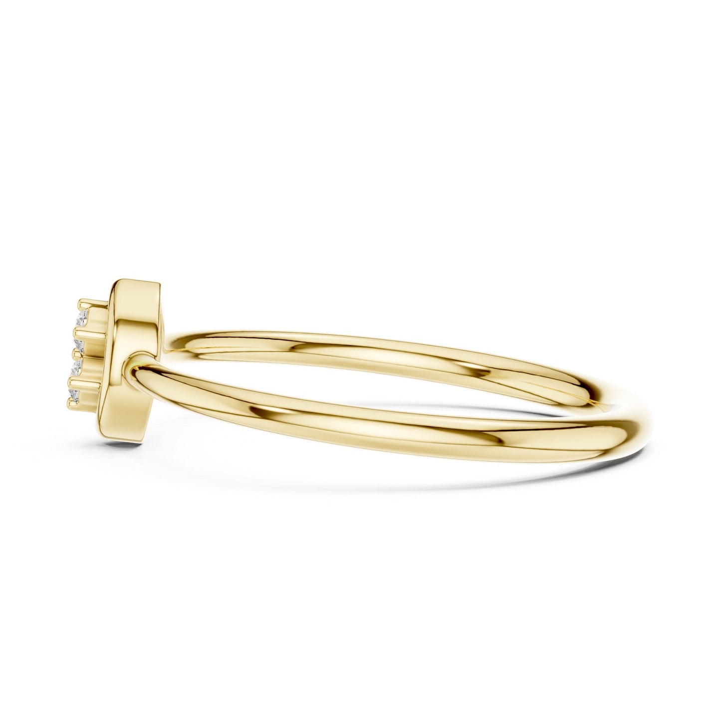 Riora minimalist double moissanite diamond ring with two stones, dainty gold and silver open band, perfect for engagement.