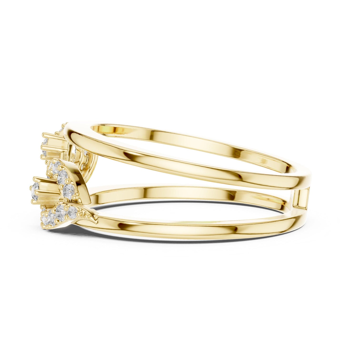 Riora Infinity Halo Moissanite diamond ring in gold and rose gold, featuring a delicate engagement and promise band with halo design.