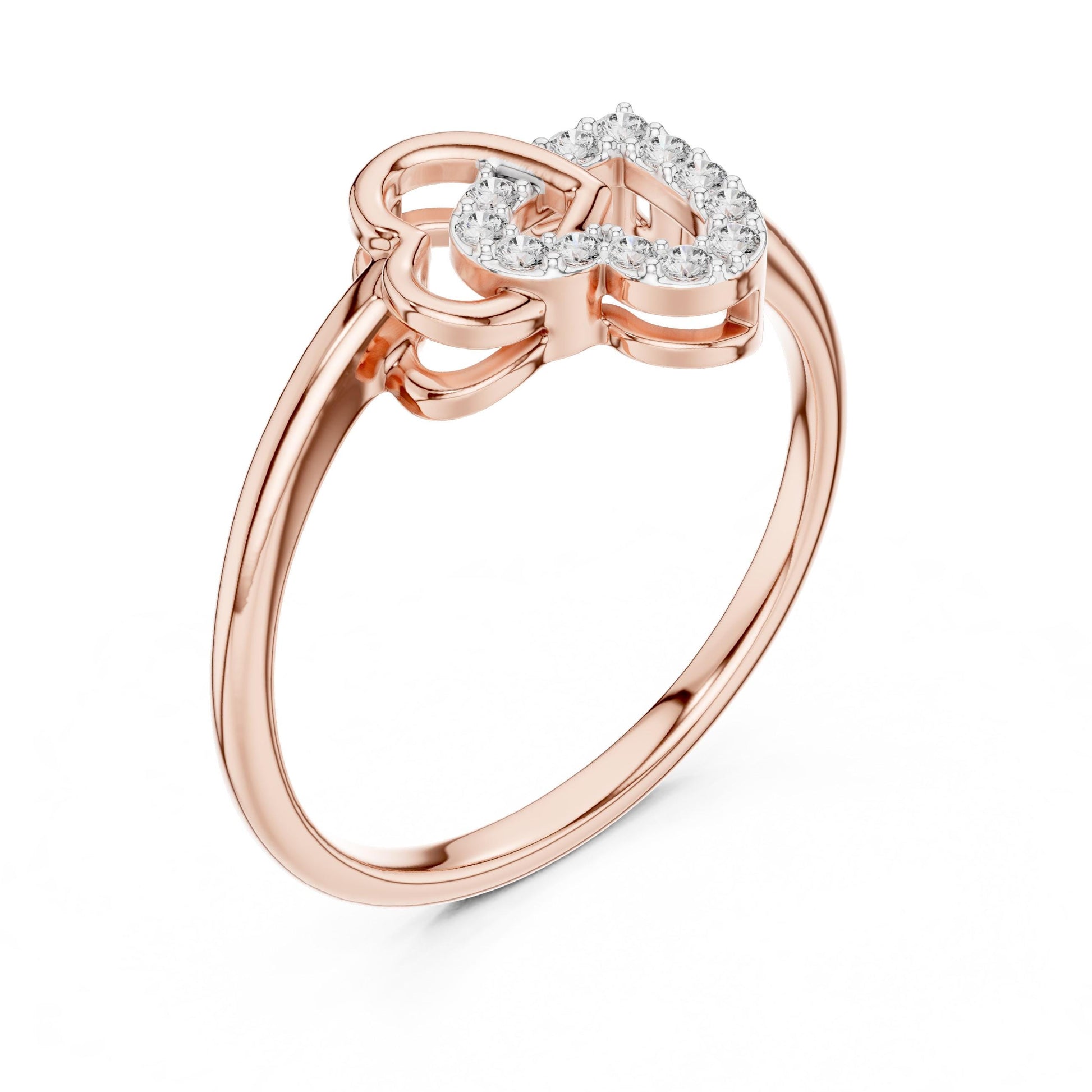 Riora moissanite heart initial promise ring with minimalist design, featuring a sparkling heart-shaped stone on a sleek band for women