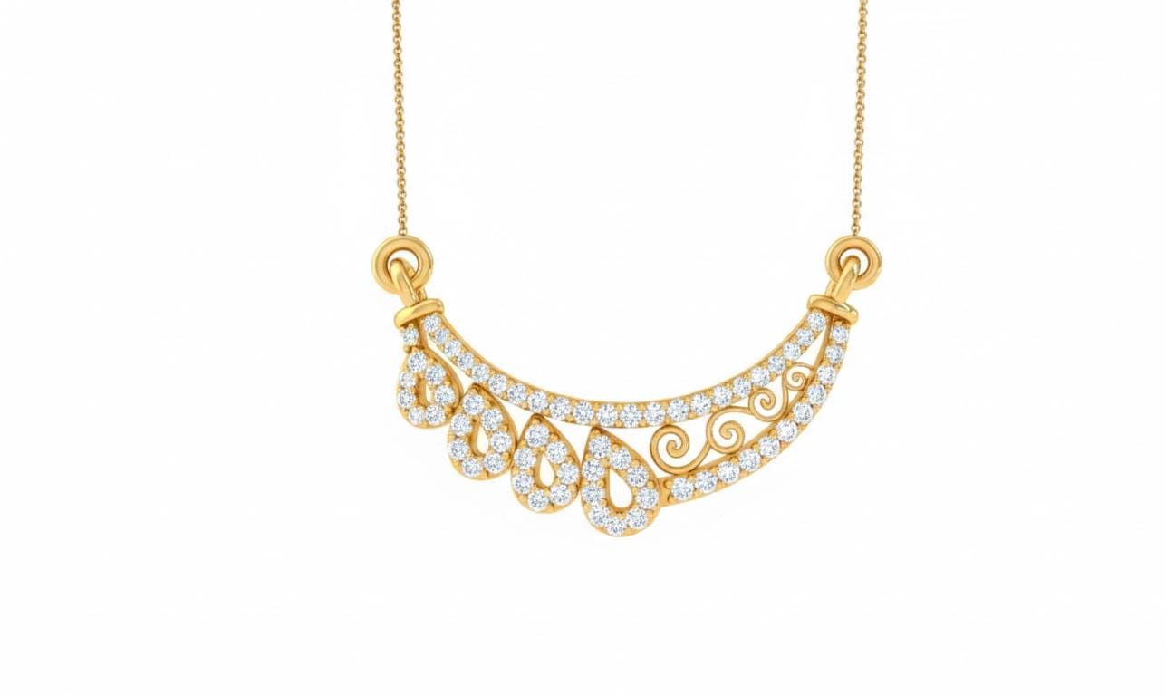Rose gold moissanite teardrop necklace with elegant bridal design, perfect for weddings and special occasions.