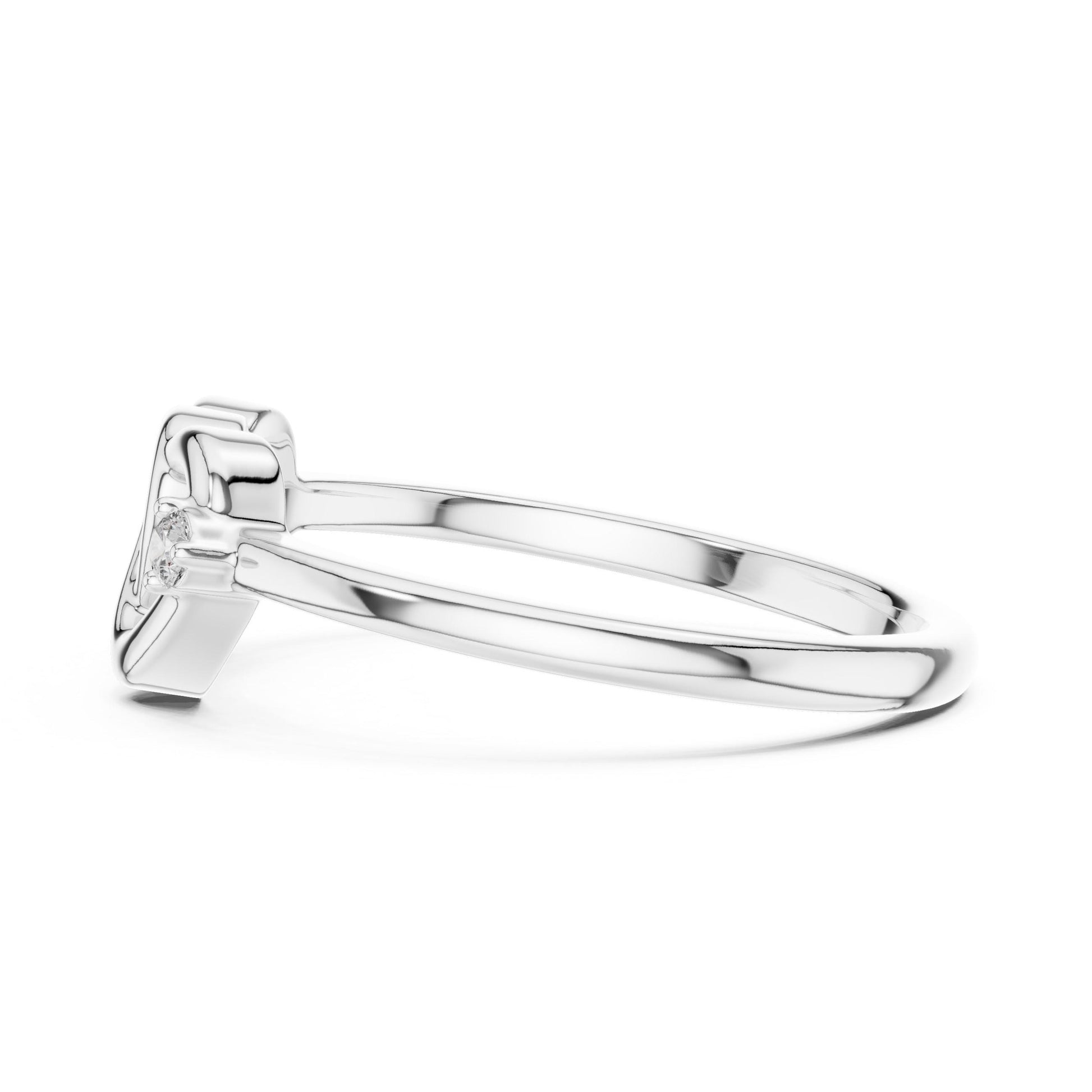 Riora triple heart moissanite ring with love knot design in silver, romantic minimalist style for women anniversary gift