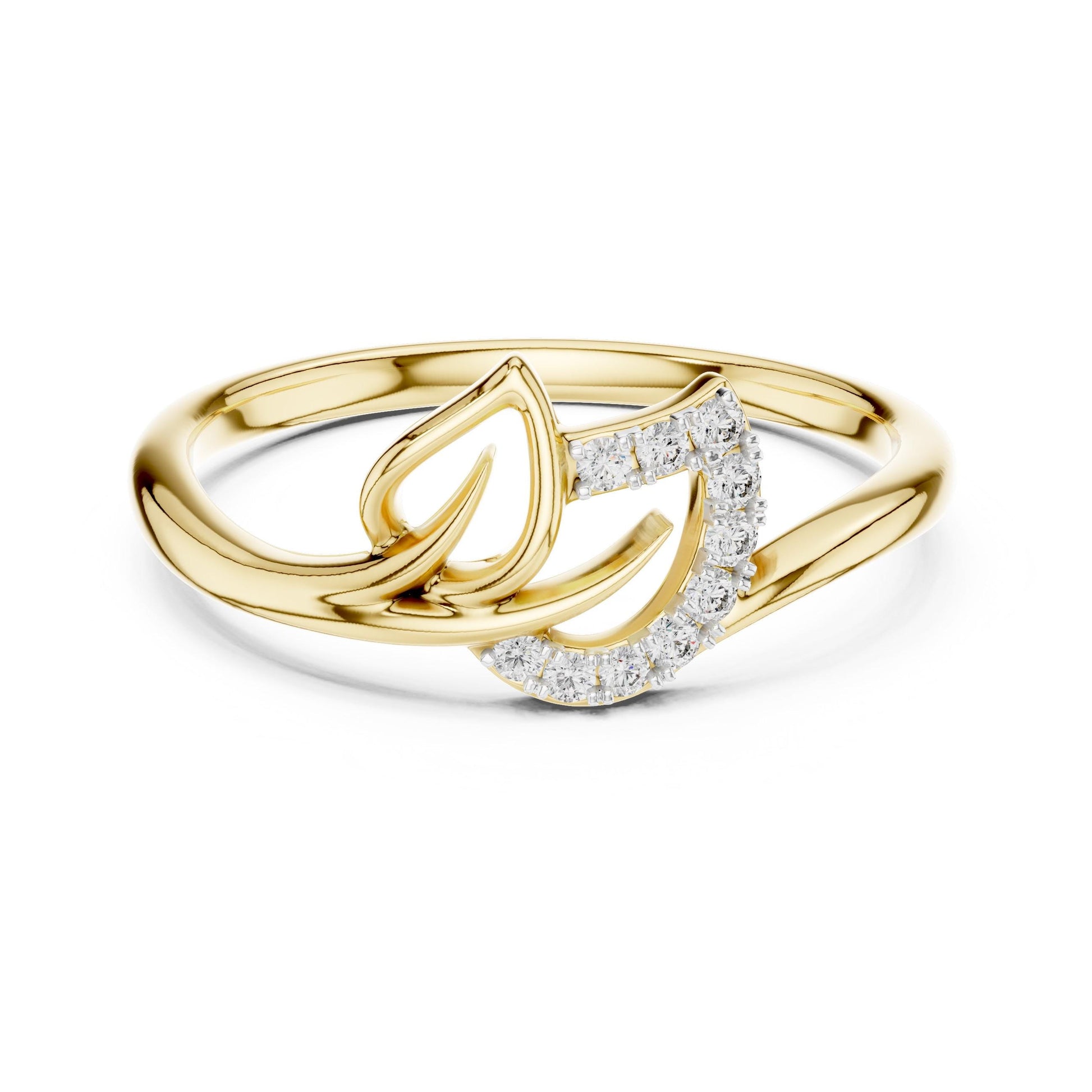 Rose gold Leaf Moissanite ring with nature-inspired design, minimalist band, and diamond alternative for bridal or promise jewelry.
