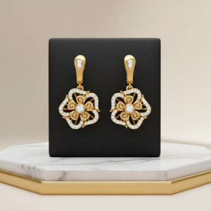 Moissanite Floral Drop Earrings for Women | Gold, Rose Gold & Silver | Bridal & Valentine Gift