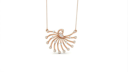 Riora moissanite peacock necklace with rose gold pendant, bridal statement jewelry, elegant wedding gift for her