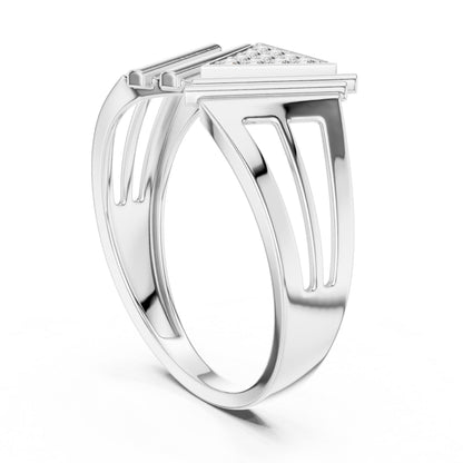 Riora geometric triangle moissanite diamond ring in rose gold, minimalist modern design for women, elegant promise jewelry