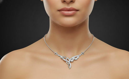 Moissanite Wing Pendant Necklace for Women | Gold, Rose Gold & Silver | Adjustable 22" Chain | Bridal & Valentine Gift