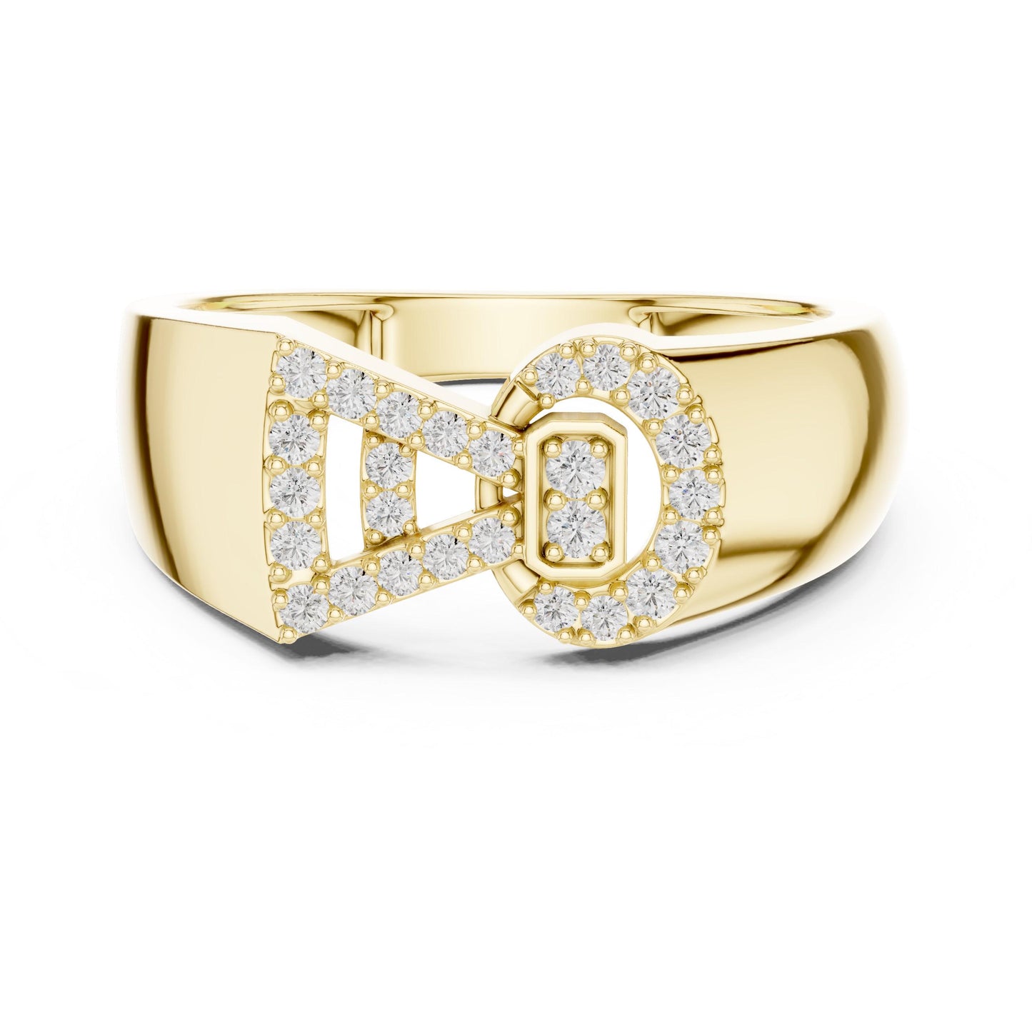 Riora luxury moissanite diamond statement ring in gold rose finish, elegant cocktail or bridal jewelry for special occasions