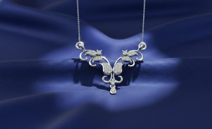 Moissanite Necklace Gold Rose Silver | Elegant Floral Drop Pendant| Hypoallergenic  Valentine Jewelry