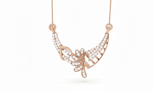 Moissanite Pendant Necklace, Elegant Curved Leaf Design, Gold Rose Gold Silver Gift for Her