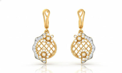 Moissanite Floral Lattice Drop Stud Earrings | Hypoallergenic | Gold, Rose Gold & Silver | Riora