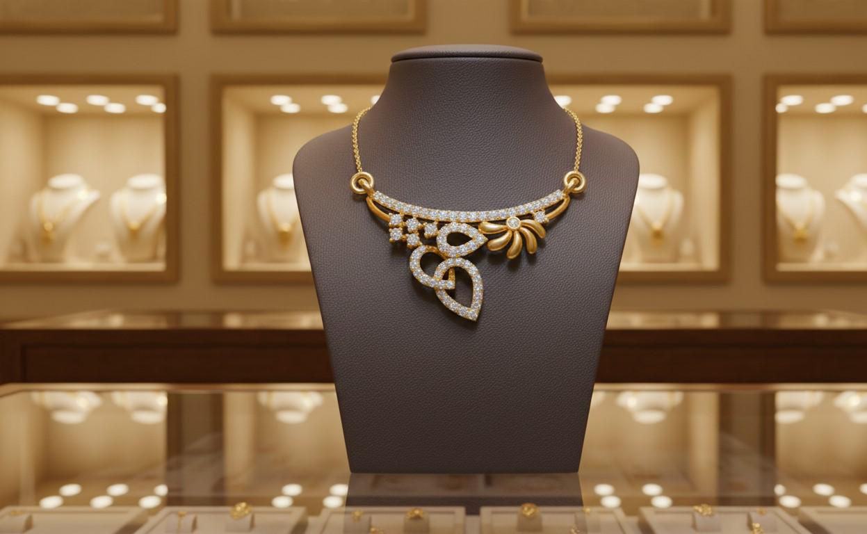 Moissanite Pendant Necklace | Floral Leaf Design | Gold, Rose Gold & Silver | Gift for Her