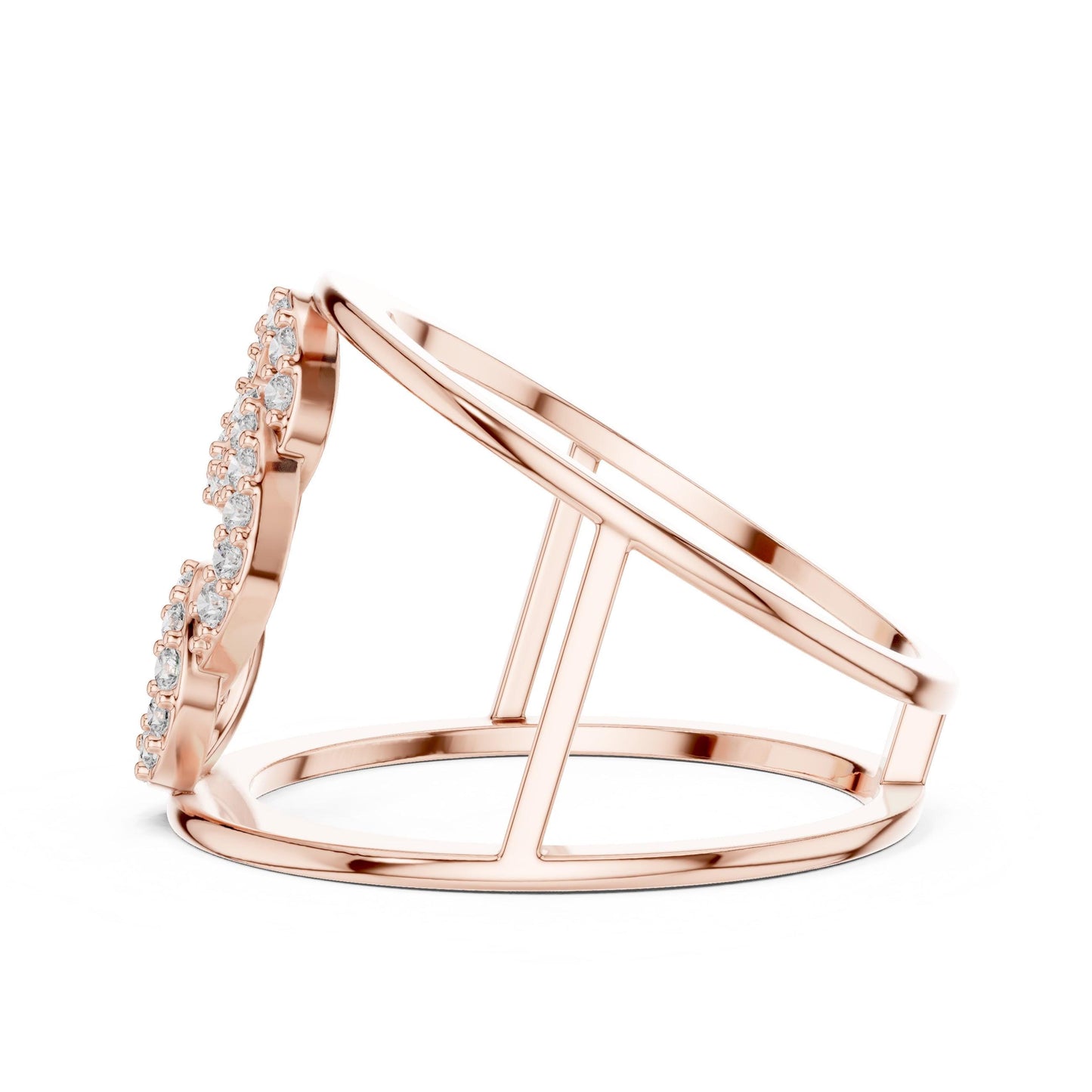 Riora Infinity Moissanite diamond statement open double band ring, minimalist modern jewelry with elegant design