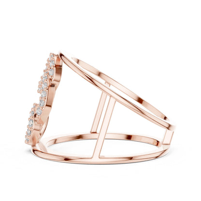 Riora Infinity Moissanite diamond statement open double band ring, minimalist modern jewelry with elegant design