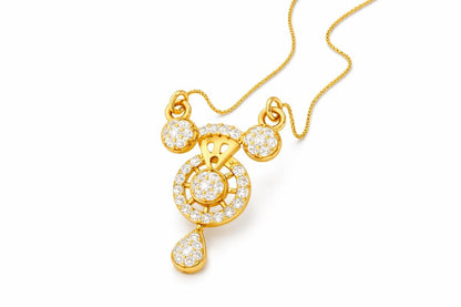 Riora moissanite halo drop necklace with gold, rose gold, and silver options featuring a sparkling diamond look pendant for wedding jewelry