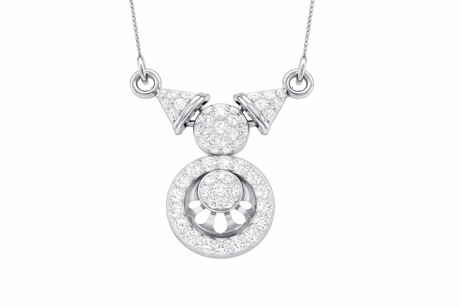 Riora moissanite statement pendant necklace with halo drop design in rose gold and silver, elegant bridal jewelry for women.