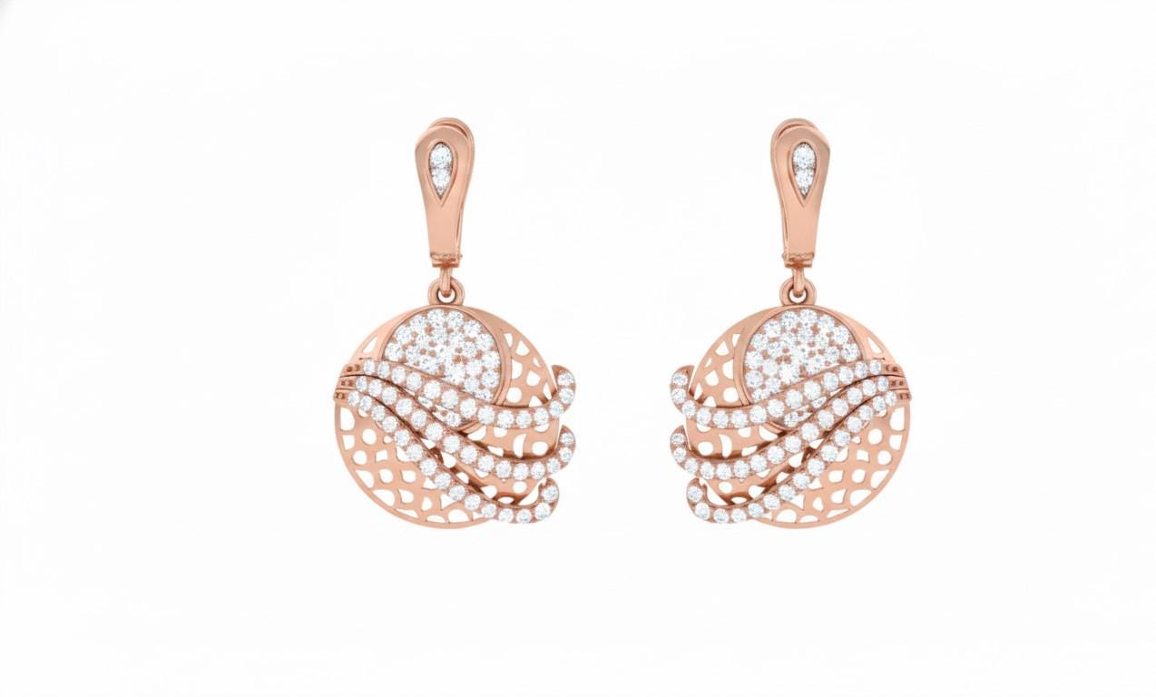 Moissanite Drop Earrings | Rose Gold Swirl, Nickel-Free