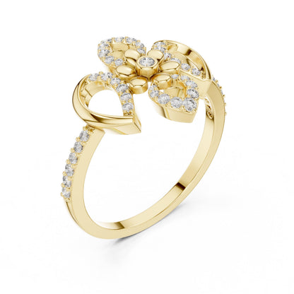 Rose gold floral moissanite diamond ring with vintage flower design, elegant bridal jewelry by Riora
