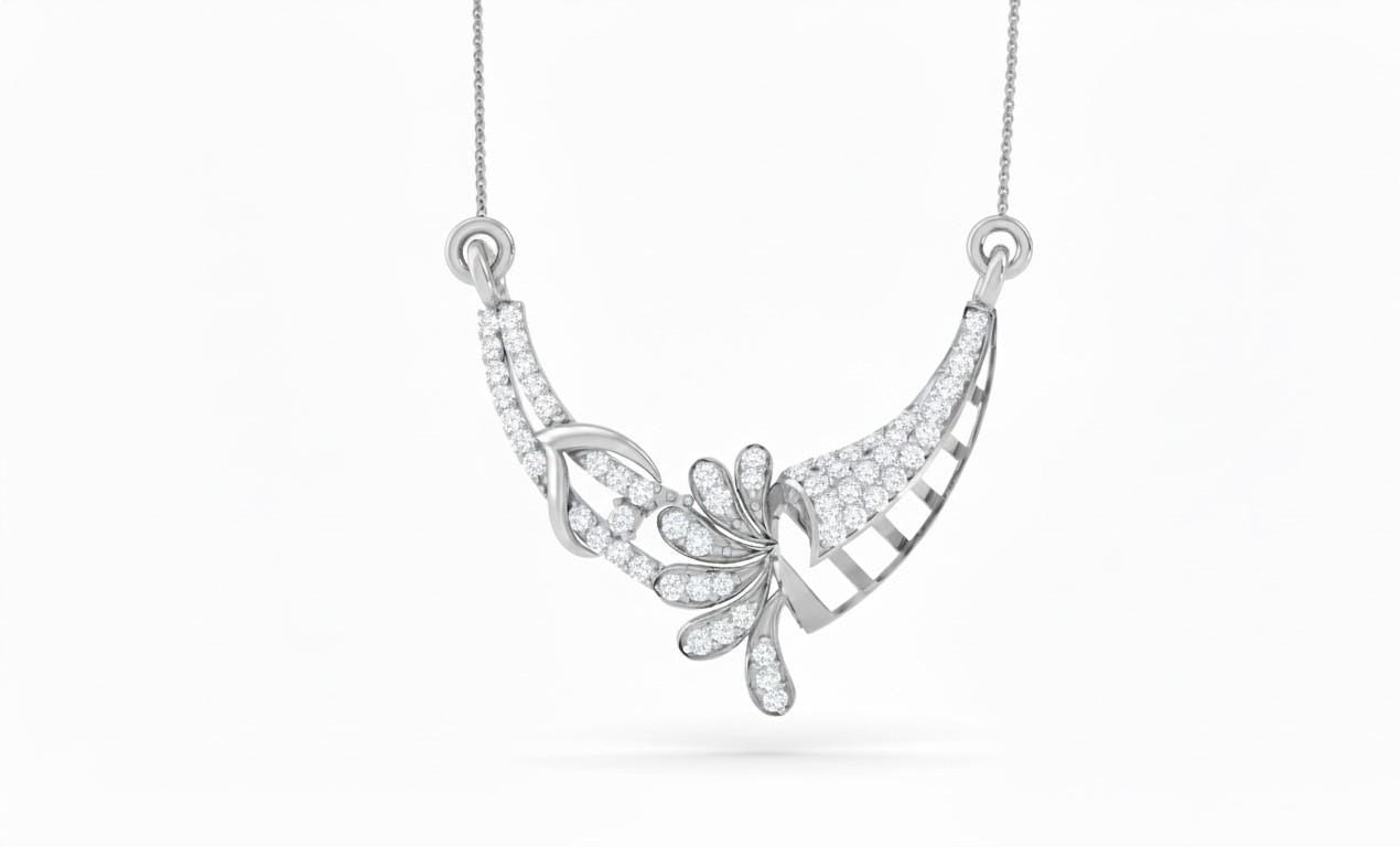 Moissanite Pendant Necklace, Elegant Curved Leaf Design, Gold Rose Gold Silver Gift for Her