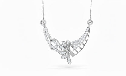 Moissanite Pendant Necklace, Elegant Curved Leaf Design, Gold Rose Gold Silver Gift for Her