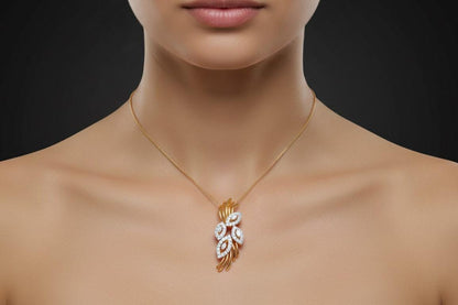 Moissanite Leaf Pendant Necklace, Hypoallergenic Adjustable Chain