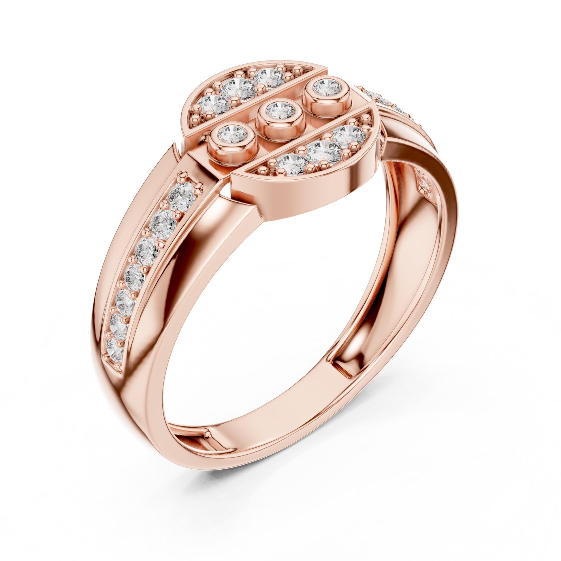 Riora luxury moissanite diamond statement ring in gold and silver, bold cocktail style jewelry for bridal or anniversary occasions.