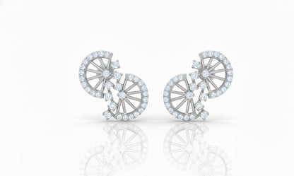 Moissanite Wheel Stud Earrings for Women | Gold, Rose Gold & Silver | Bridal & Anniversary Gift