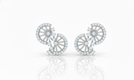 Moissanite Wheel Stud Earrings for Women | Gold, Rose Gold & Silver | Bridal & Anniversary Gift