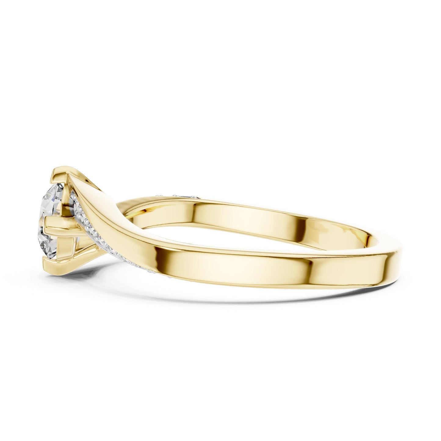 Riora twisted moissanite diamond engagement ring with round cut stones, unique wedding band for women, elegant promise ring design