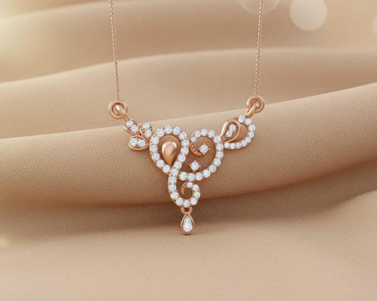 Swirl Pendant Necklace, Gold Rose Silver Jewelry, Elegant Gift for Her, Bridal Minimal Charm