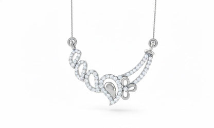 Riora rose gold floral swirl moissanite diamond necklace with elegant wedding jewelry design, perfect for special occasions.