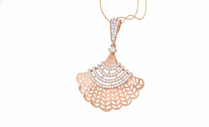 Moissanite Fan Pendant Necklace – Rose Gold Art Deco Style