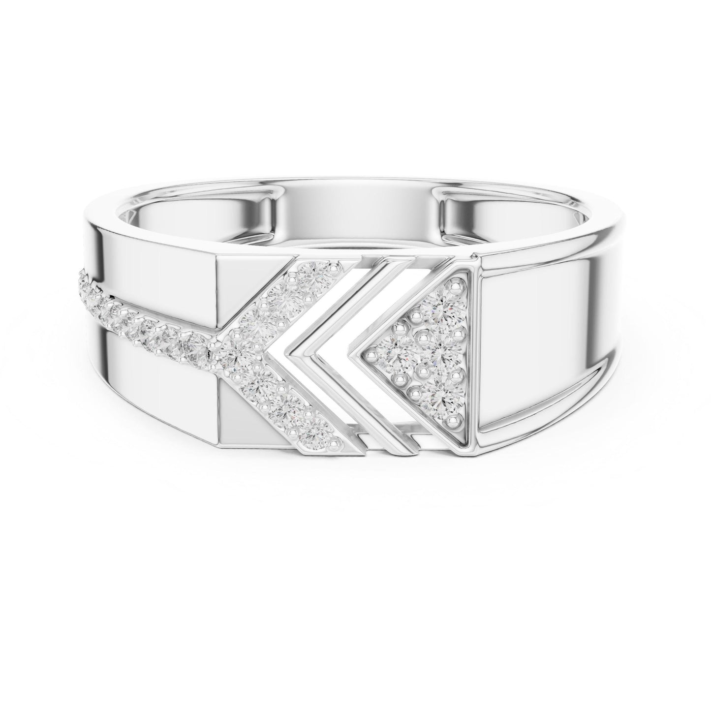 Riora luxury geometric CZ band ring in gold, silver, and rose gold with statement design, nickel-free wedding or gift jewelry
