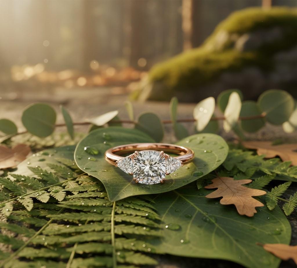 Riora elegant CZ engagement ring with gold, rose silver finish, showcasing a sparkling central stone and delicate band design