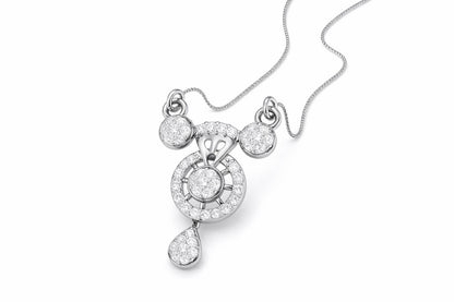 Riora moissanite halo drop necklace with diamond look pendant in gold, rose gold, and silver, ideal for bridal and wedding jewelry