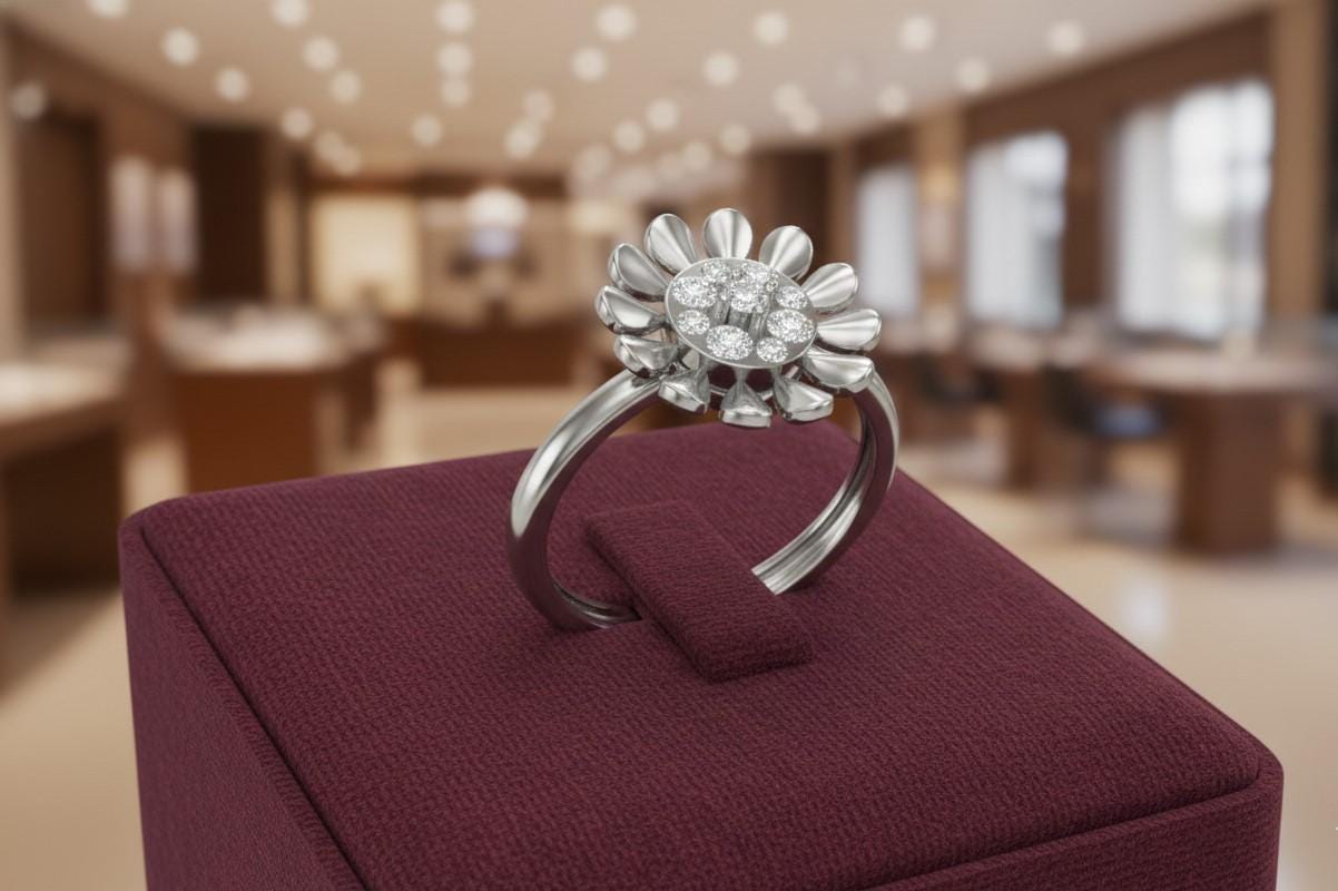 Moissanite Floral Daisy Ring for Women | Gold, Rose Gold & Silver | Sizes 5–11 | Promise & Valentine Gift