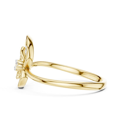 Riora moissanite floral butterfly engagement ring in rose gold with delicate nature-inspired design for women.